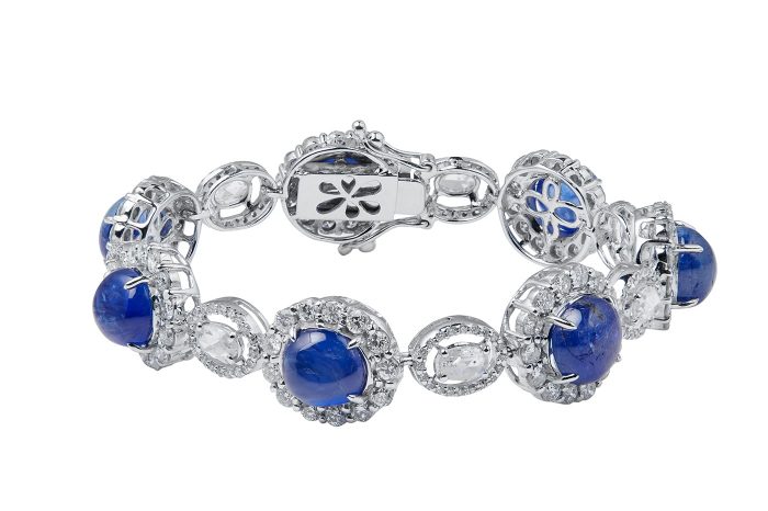blue cabochon sapphire bracelet
