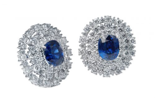 Peacock Blue Sapphire Earrings