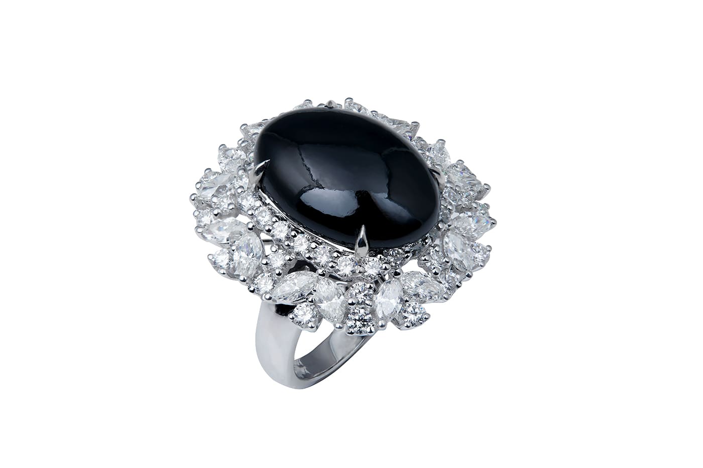 Black Jade Diamond Ring